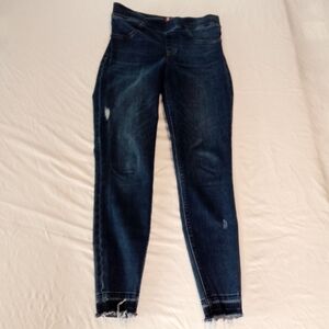 Spanx Women's Stretch Distressed Skinny Pull-On Mid-Rise Blue Jeans Size M $128